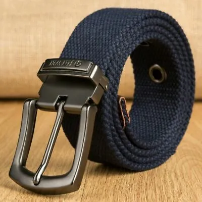 Men Army Tactical Canvas Belts Practical Weave Nylon Canvas Cowboy Pants Belt • £11.96