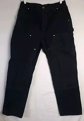 Carhartt B01 BLK Black Double Knee Work Dungaree Pants Mens 36 X 32  • $39.99