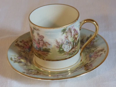 $30 • Buy Kuba Porzellan Bavaria  Germany Demitasse Cup & Saucer ~ Courting In The Garden