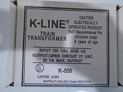 K-Line K-950 Train Transformer Use With Lionel MTH & Atlas O • $15.95