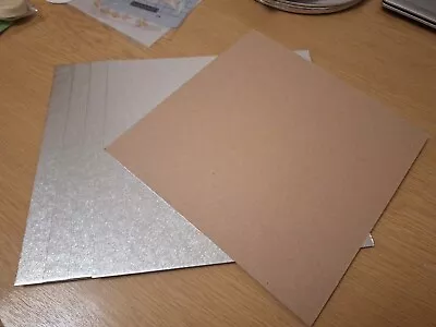 Cake Board Card 1.5MM Base Strong 10  Inch Card Stand Silver Square Foil Small • £2.50