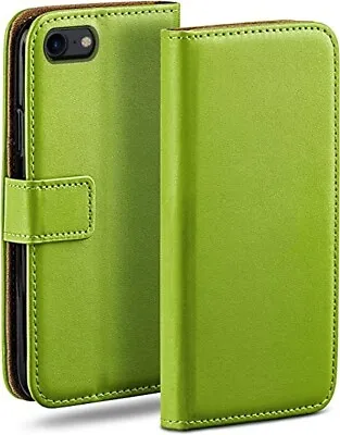 Green Case For IPhone 7 Plus / 8 Plus Faux Leather Flip Wallet Book Stand Cover • £2.20