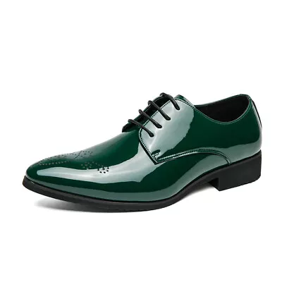 Men's Patent Leather Dress Shoes Formal Oxford Comfort Pointy Toe Wedding Shoes • $67.99