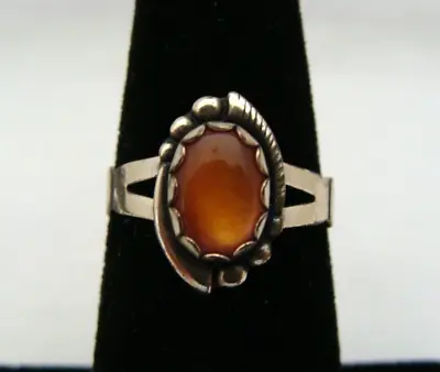 WM Co. Southwestern Sterling Silver Ring With Orange Center Stone Size 5.75 • $24.99