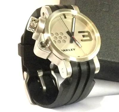 OAKLEY TRANSFER CASE WATCH Swiss Made Stainless Case & Brushed Silver Dial Rare • $1099.99