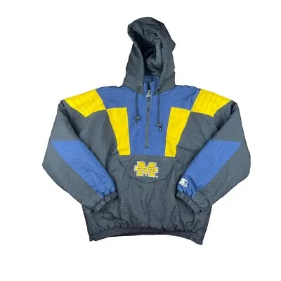 Vintage University Of Michigan Wolverines 90s Starter Pullover Jacket XL • $159.99