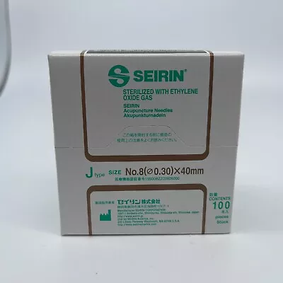 SEIRIN Acupuncture J Type Needles 100 Pieces Japan No. 8 (0.30) X 40mm Exp 10/24 • $25.08