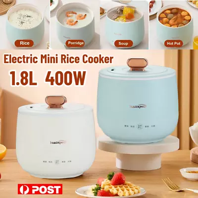 Electric Mini Rice Cooker 1.8L Portable Steamer Soup Cooking Stew Pot Non Stick • $34.49