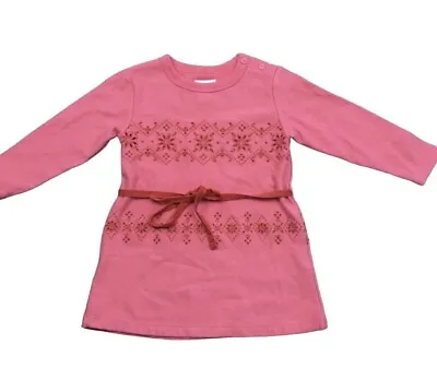 Country Road Girls Dress Sz 6-12 Mth Pink Cotton Broderie EUC Fair Isle EZ • $19