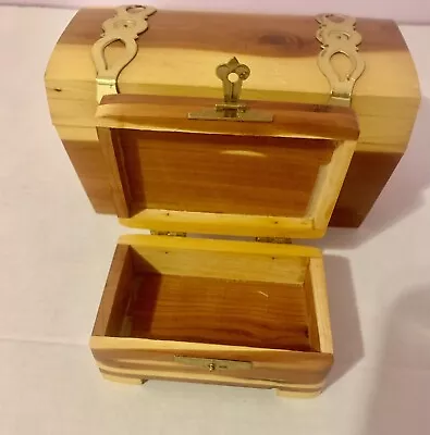 Tabletop Wooden Box With Lock And Key & Additional Nesting Box | Keepsakes • $19.95