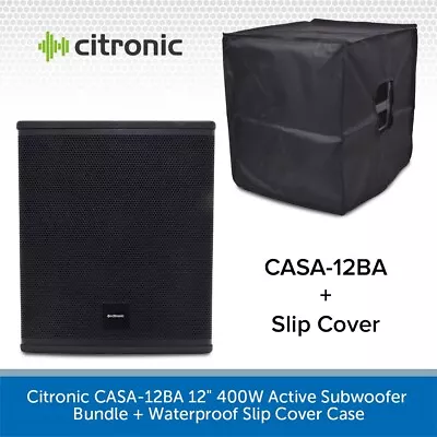Citronic CASA-12BA 12  400W Active Subwoofer Bundle + Waterproof Slip Cover Case • £269