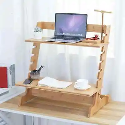 $107 • Buy Large Bamboo Standing Stand Up Desk Converter