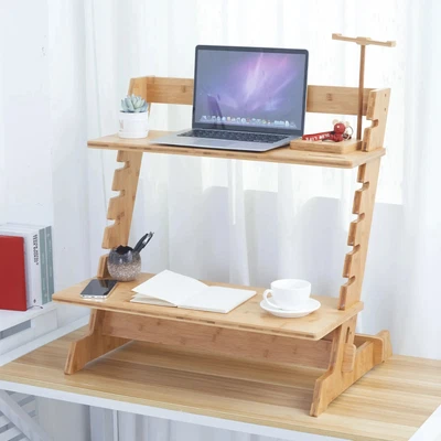 $107 • Buy Large Bamboo Standing Stand Up Desk Converter
