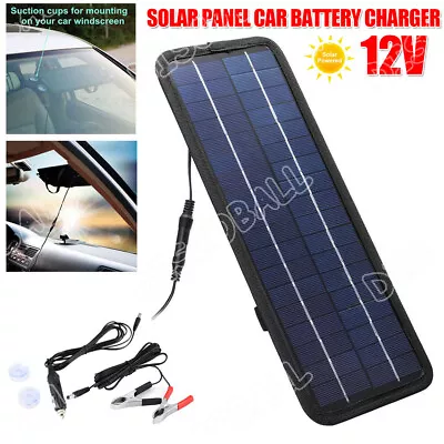 5W Solar Panel 12V Trickle Charger Battery Charger Kit Maintainer Boat RV Car • £16.39