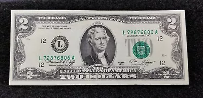 1976 $2 ERROR FRN Note Green Printing Major Shifting Down • $60