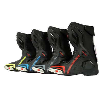 Men Motorcycle Leather Boot Motorbike Waterproof Boots Shoes UK Size Armoured • $62.16