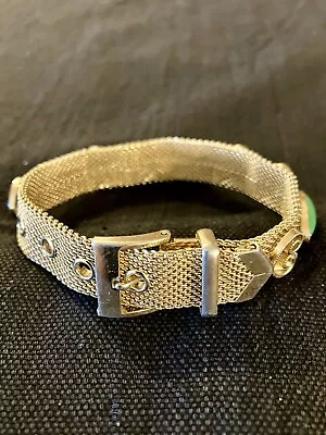 Vintage Gold Tone Mesh & Faux Stones Buckle Bracelet • $2.99