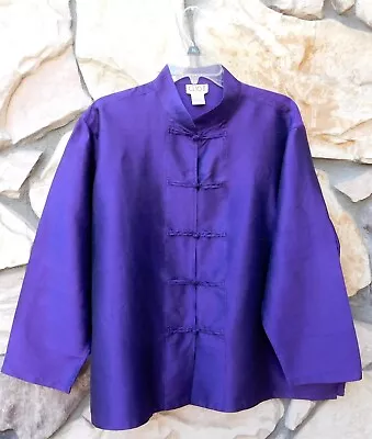 CLIO II SILK Purple Mandarin Collar Shirt 1X • $27.50