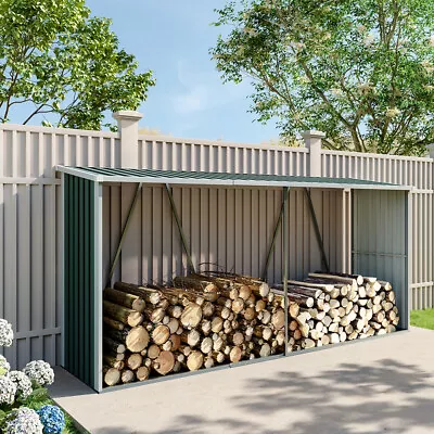 Extra Large Outdoor Wooden Log Store Metal Garden Shed Firewood Stacking Storage • £115.95