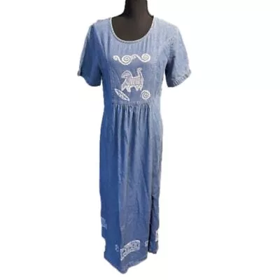 Vintage Blue Cactus Denim Long Maxi Dress • $53