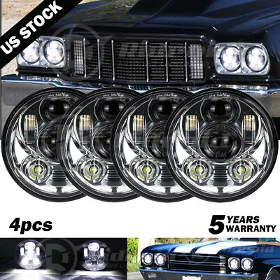 4pcs 5.75  5-3/4  ROUND LED HI/LO SEALED BEAM DRL HEADLIGHTS WHITE CHEVY GMC • $99.98