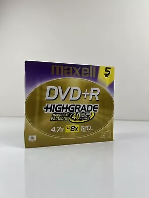 NEW/SEALED MAXELL DVD+R High Grade 120 Min 4.7 GB W/Hardcoat Protection 5 Pack • $12