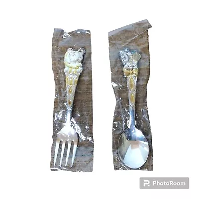 Mickey & Minnie Mouse Baby Spoon & Fork Silver Plated Set Disney Made In Korea • $22.50