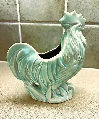 Vintage Nelson McCoy Pottery Rooster Planter - 1940's - Blue - Great Detail • $32.99