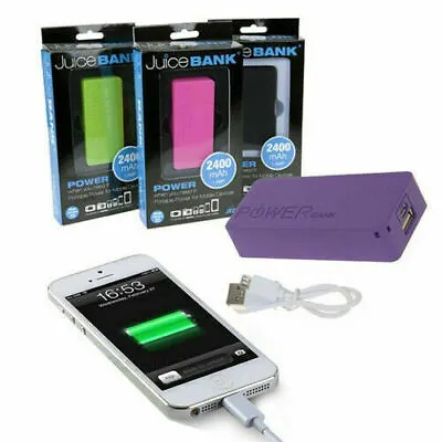 2400mah Juice Bank Power Mobile Battery Charger Emergency Smart Iphone Ipad New • £3.95