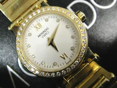 MOVADO Ladies 18k Yellow Gold VIZIO Diamond Bezel & Markers Watch  • $5490