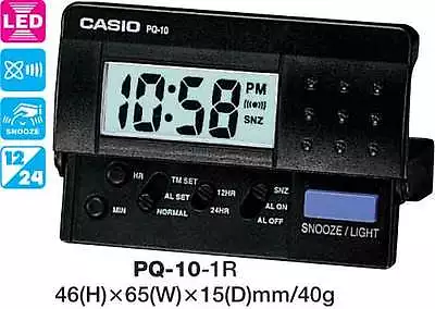 Casio Clock Pq-10-1r Pq10 Alarm Led Light 12 Month Warranty • $33.25