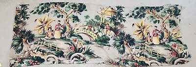 Vintage Barkcloth Remnants A Spectrum Original Vat Color Print Island Asian • $10