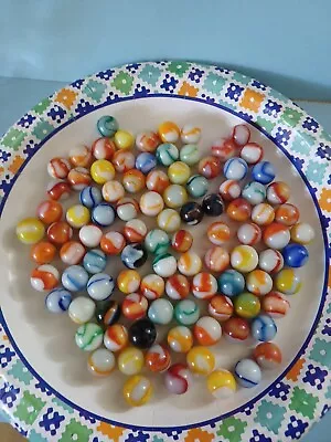 Vintage Peltier Rainbos Marbles All Colors Nice 4 Glowing  100 Total In Lot Nice • $19.99