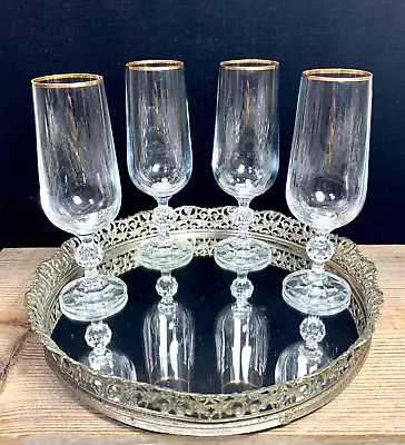 $38 • Buy Vintage Champagne Cut Crystal Goblets Cocktail Flutes Elegant Glasses Set~4