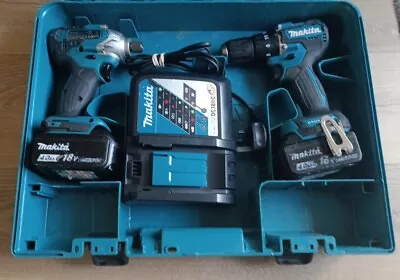 Makita DHP487 Combi Drill And DTD156 Impact Driver  2x40Ah Batteries Charger  • £169.99