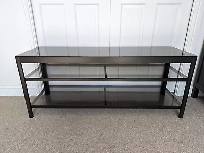 IKEA Gettorp TV Bench/Open Unit Black/Clear Glass Shelves & Black Metal Frame • £14.99