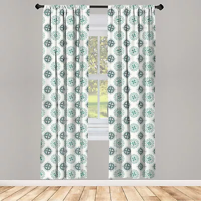 Nautical Curtains 2 Panel Set Maritime Windrose Sailing • £23.99