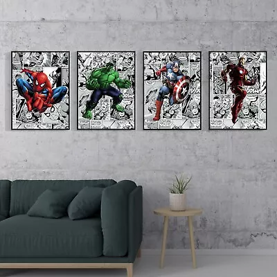 Superhero Comic Print Kids Bedroom Wall Art Children's Cartoon Hero  • £3.99