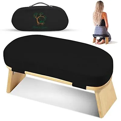 Meditation Bench Foldable Ergonomic Bamboo Kneeling Stool With Extra Thick Comfo • $67.25