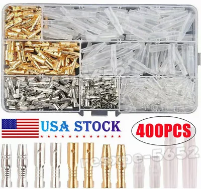 400 Motorcycle 3.9mm Brass Bullet Terminal Electrical Wire Connector Male Female • $10.89