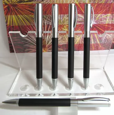 Lot Of 5 Terzetti Testa Matte Black/slvr Metal Ballpoint Pens-slim Pen-click Top • $7.19