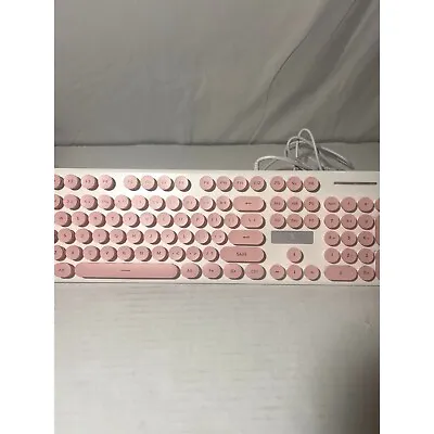 Retro Pink Keyboard - Wired Steampunk Gaming Keyboard With Round Key Caps - New • $25