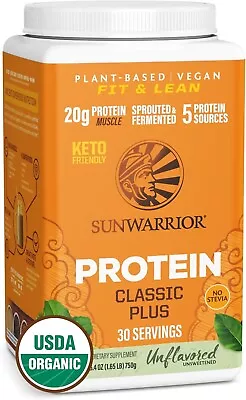 Sunwarrior Classic Plus Vegan Protein Powder Peas Brown Rice Raw Organic 1.7 Lbs • $44.97