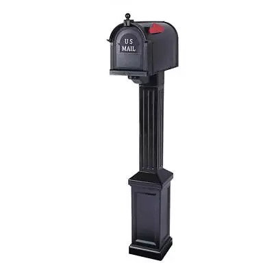 Postal PRO Mailbox + Post Kit Black 53 H Non-Locking W/ Outgoing Mail Indicator • $75.58