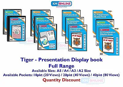 Premium Quality Presentation DISPLAY BOOK A2 A3 A4 A5 PORTFOLIO FOLDER - TIGER • £9.79