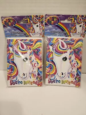 Lisa Frank Birthday Party  8 Party Invitations Rainbow Majestic Horse  Lot Of 2 • £19.29