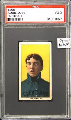 1909-11 T206 Piedmont 150 Addie Joss Portrait Rookie RC PSA 3 • $975