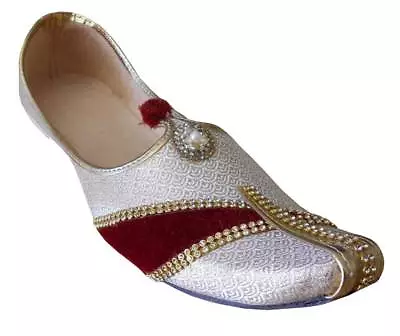 Handmade Indian Wedding Jutties Loafers Mojaries Men Shoes Leather Size US 6-9 • $40.49