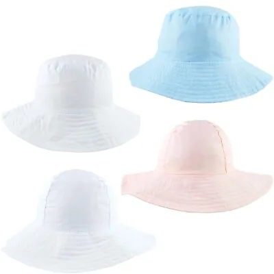 Baby Sun Hat Bucket Cap Wide Brim Summer Cotton Floppy Hat Boy Girl Toddler 0-4 • £6.45