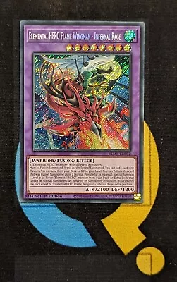 BLMR-EN012 Elemental HERO Flame WIngman - Infernal Rage Secret Rare 1st YuGiOh • £2.95